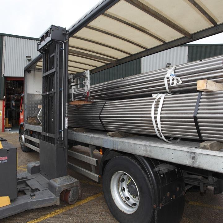Delivery truck loading aluminium products for dispatch